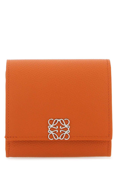 Shop Loewe Anagram Compact Flap Wallet In Orange