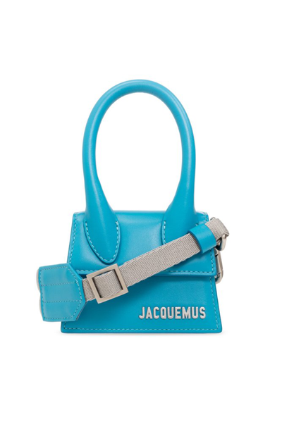 Shop Jacquemus Le Chiquito Logo Plaque Top Handle Bag In Blue