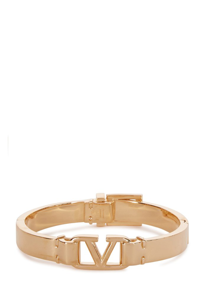 Shop Valentino Vlogo Signature Rigid Bracelet In Gold