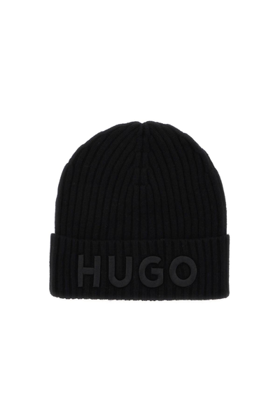 Shop Hugo Logoed Beanie In Black