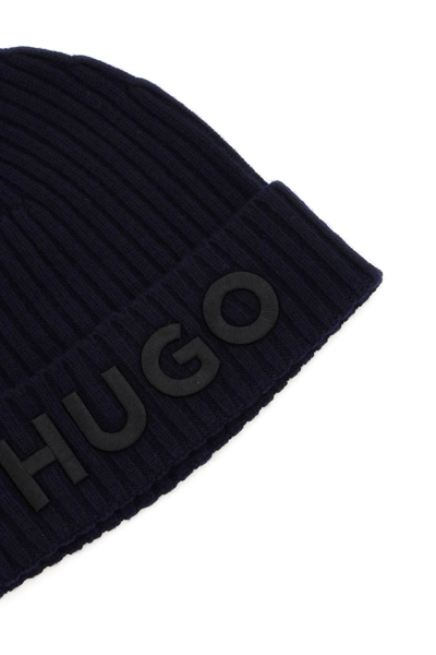 Shop Hugo Logoed Beanie In Blue