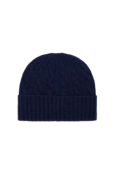 Shop Polo Ralph Lauren Cable Knit Beanie In Blue