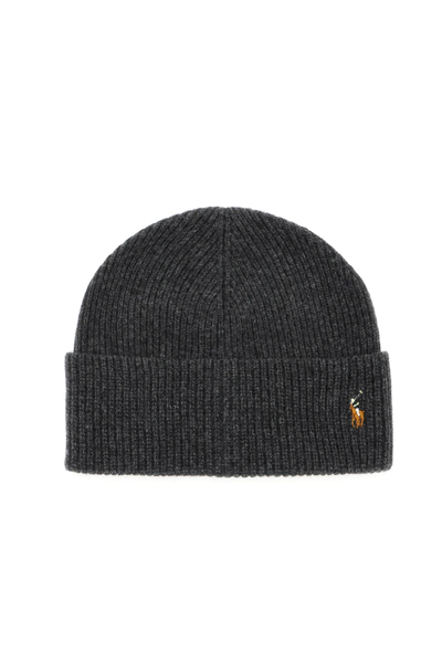 Shop Polo Ralph Lauren Embroidered Beanie In Grey