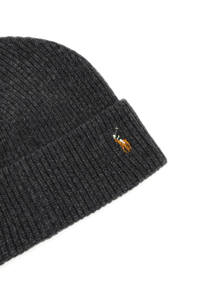 Shop Polo Ralph Lauren Embroidered Beanie In Grey