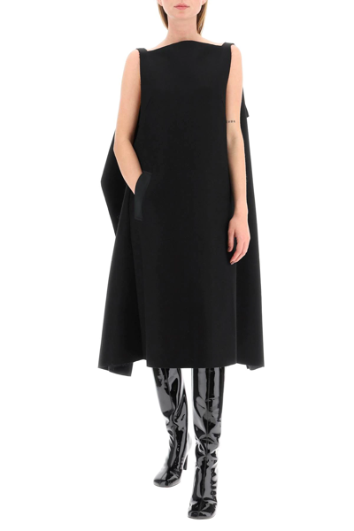 Shop Maison Margiela Wool Cape Dress In Black