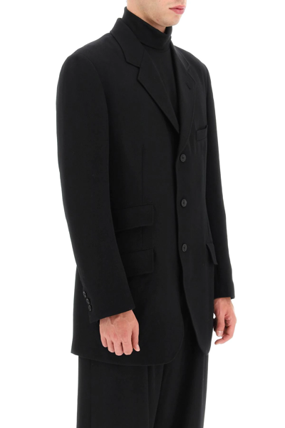 Shop Yohji Yamamoto Wool Twill Deconstructed Jacket In Black