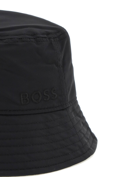 Shop Hugo Boss Logoed Bucket Hat In Black