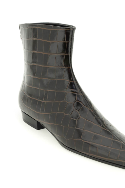 Shop Totême Croco-embossed Leather Western Boots In Brown