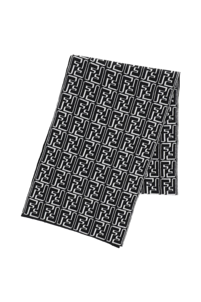 Fendi Rectangular Scarf In Black,white