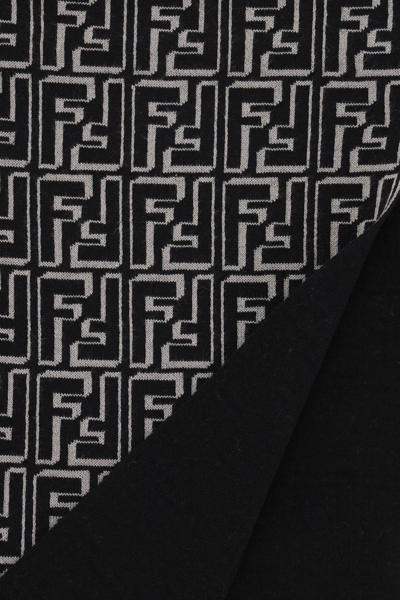 Shop Fendi 'ff' Wool Scarf In Black,beige