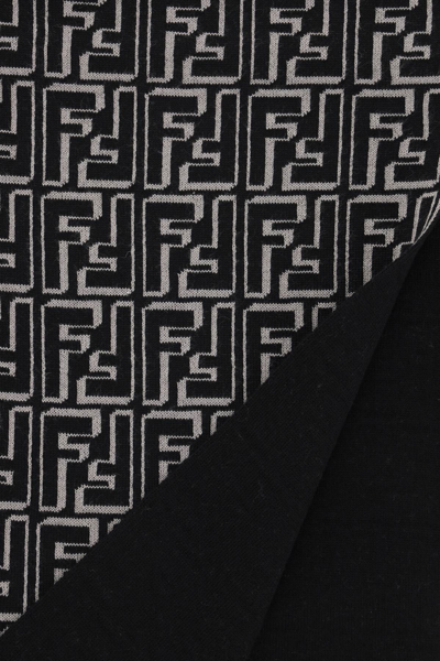 Fendi Rectangular Scarf In Black,beige