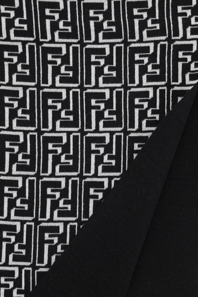 Shop Fendi 'ff' Wool Scarf In Black,white