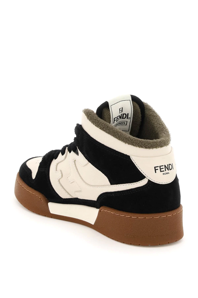 Shop Fendi Hi-top Match Sneakers In Beige,black