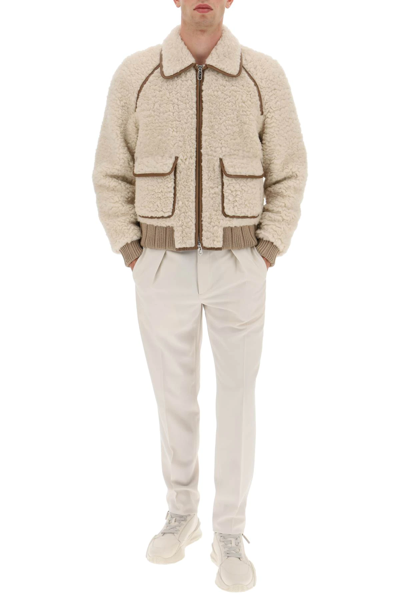 Shop Fendi Wool And Alpaca Teddy Jacket In Beige