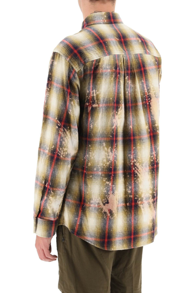 Shop Dsquared2 Drop Shoulder Shirt In Bleached Checked Flannel In Beige