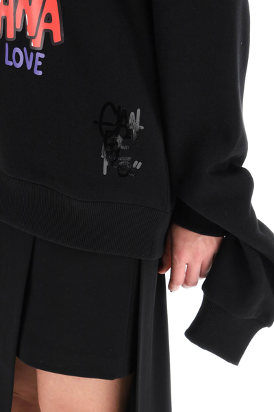 Shop Dolce & Gabbana Printed Sweatshirt With Double Cuffs In Black