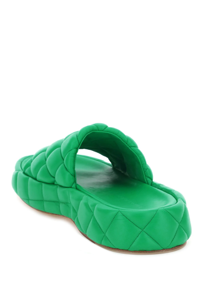 Shop Bottega Veneta Padded Nappa Leather Slides In Green