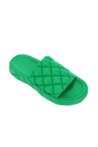 Shop Bottega Veneta Padded Nappa Leather Slides In Green