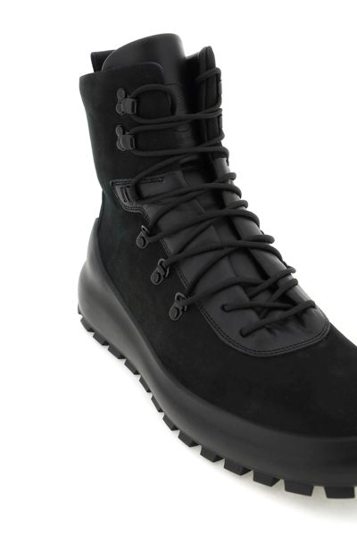 Shop Stone Island Suede Leather Lace-up Ankle Boots In Black