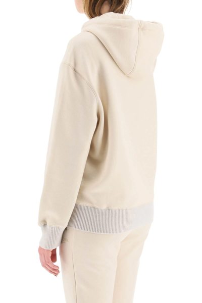 Shop Agnona Logo Hoodie With Cashmere Finishings In Beige