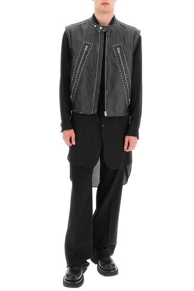 Shop Mm6 Maison Margiela Studded Leather Vest In Black