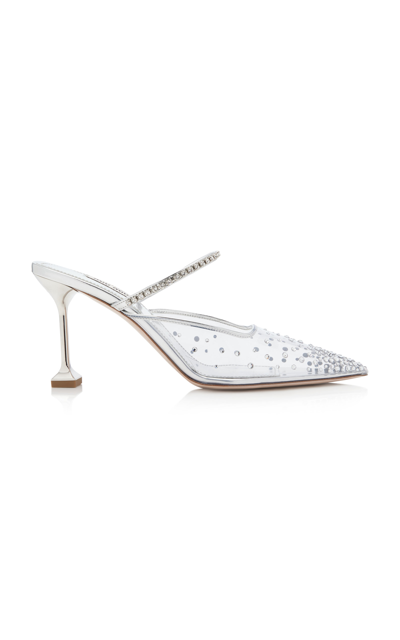 Miu Miu Crystal-embellished Pvc Mules In Silver