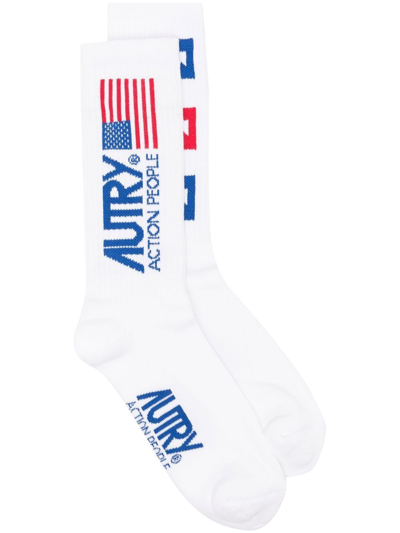 Shop Autry Men's White Cotton Socks