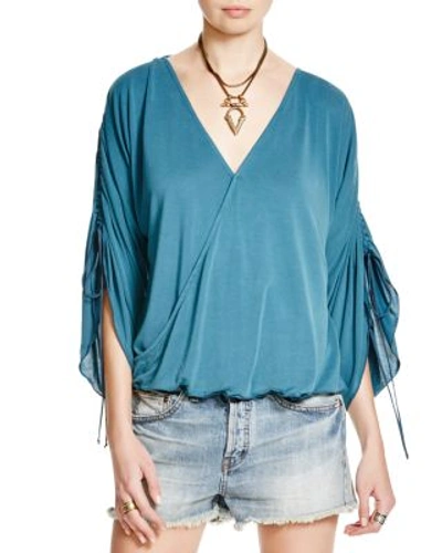 Free People 'salt 'n' Peppa' Surplice Top In Jade