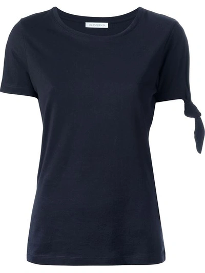 Jw Anderson Oversize Knotted Cotton Jersey T-shirt In Navy Off White (blue)