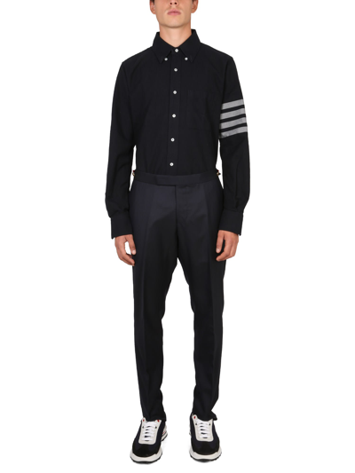 Shop Thom Browne Wool Pants In Blu