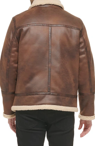 Shop Calvin Klein Faux Suede & Faux Shearling Jacket In Brown