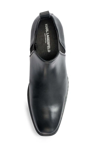 Karl Lagerfeld Lizard Embossed V-gore Chelsea Boot In Black