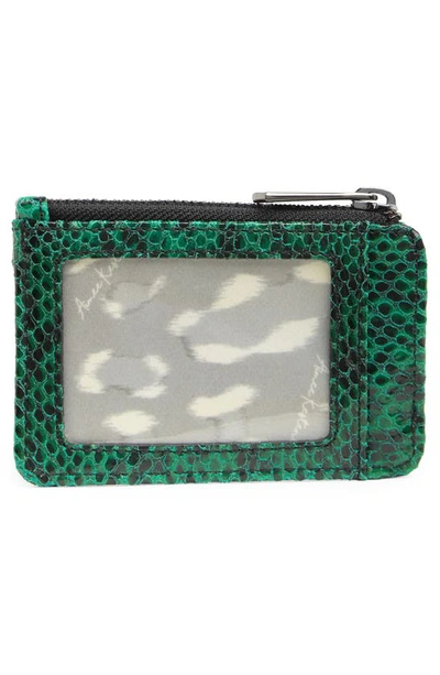 Shop Aimee Kestenberg Alia Slim Id Wallet In Emerald Snake