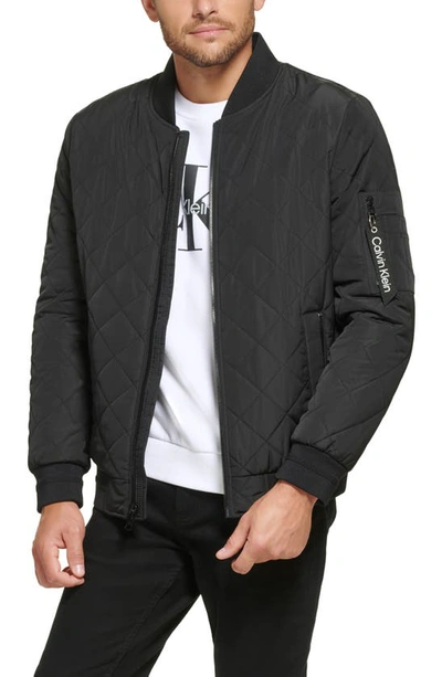 Shop Calvin Klein Quilted Bomber Jacket In Black