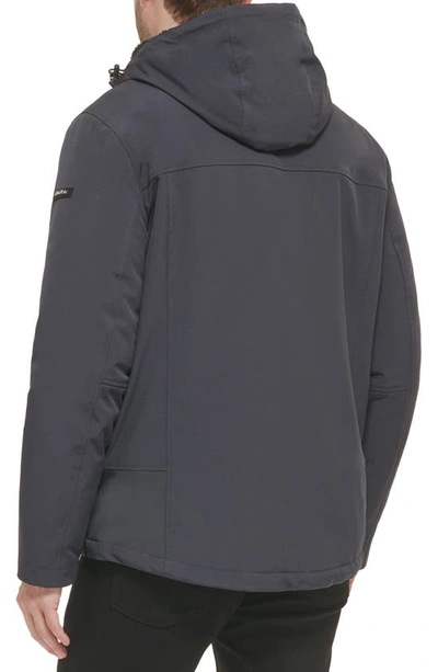 Calvin Klein Faux Shearling Lined Windbreaker Jacket In Iron