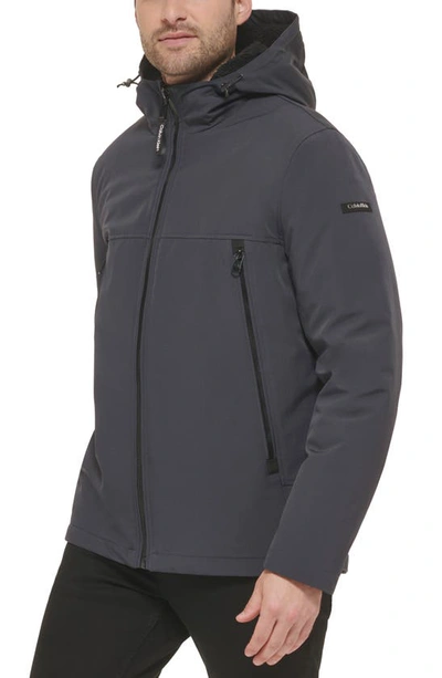 Calvin Klein Faux Shearling Lined Windbreaker Jacket In Iron