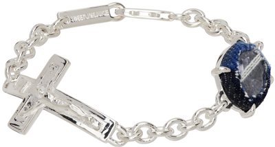 Shop Sweetlimejuice Silver Denim Cross Chain Bracelet