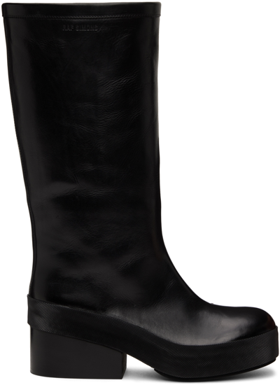 Shop Raf Simons Black Leather Boots