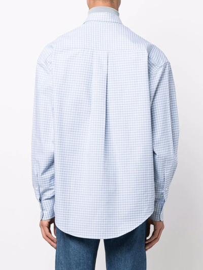 Shop Ami Alexandre Mattiussi Grid Check Pattern Shirt In Blue