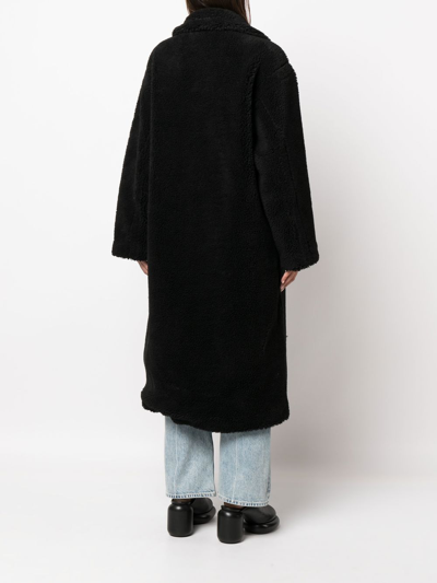 Shop Stand Studio Maria Oversized Faux-shearling Coat In Black
