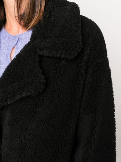 Shop Stand Studio Maria Oversized Faux-shearling Coat In Black