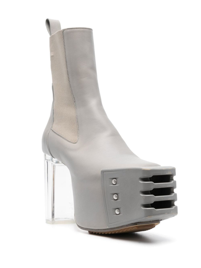 Shop Rick Owens Beatle Platform 115mm Ankle Boots In Grey