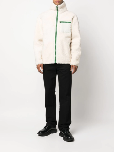 Shop Yves Salomon High-neck Fleece Jacket In Neutrals