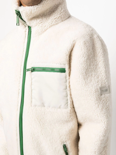 Shop Yves Salomon High-neck Fleece Jacket In Neutrals