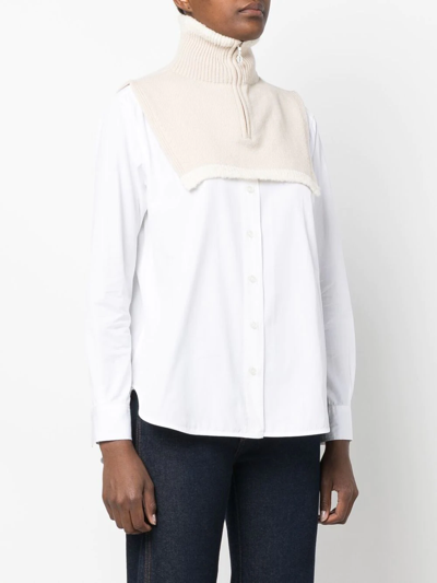 Shop Barrie Cashmere Zip-up Collar In Neutrals