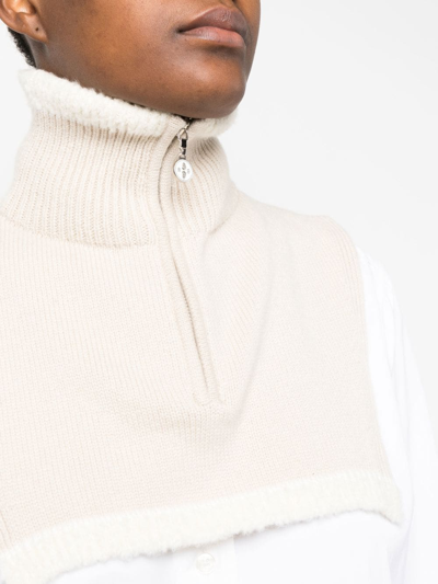 Shop Barrie Cashmere Zip-up Collar In Neutrals