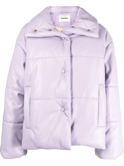 Shop Nanushka High-neck Puffer Jacket In Purple