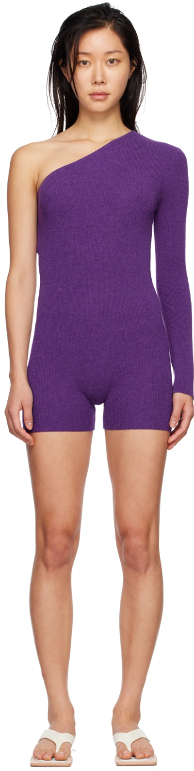 Lisa Yang Aiya One-sleeved Cashmere Playsuit In Dv Deep Violet