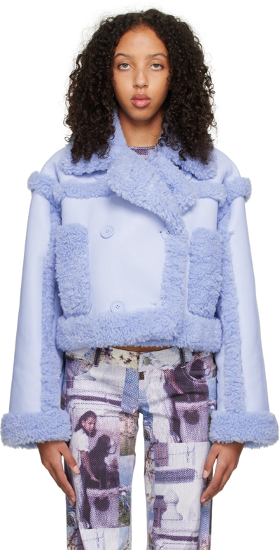 Shop Stand Studio Ssense Exclusive Blue Kristy Faux-shearling Jacket In Brunerra Blue