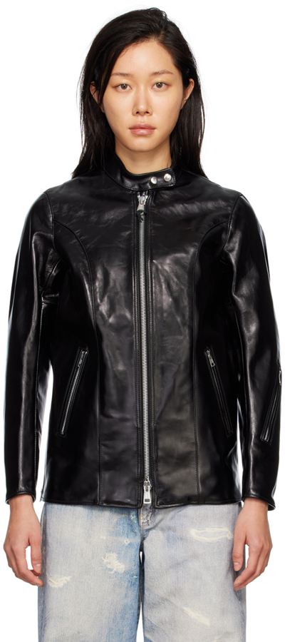 Shop Our Legacy Black Zip Beast Leather Jacket In Aamon Black Leather